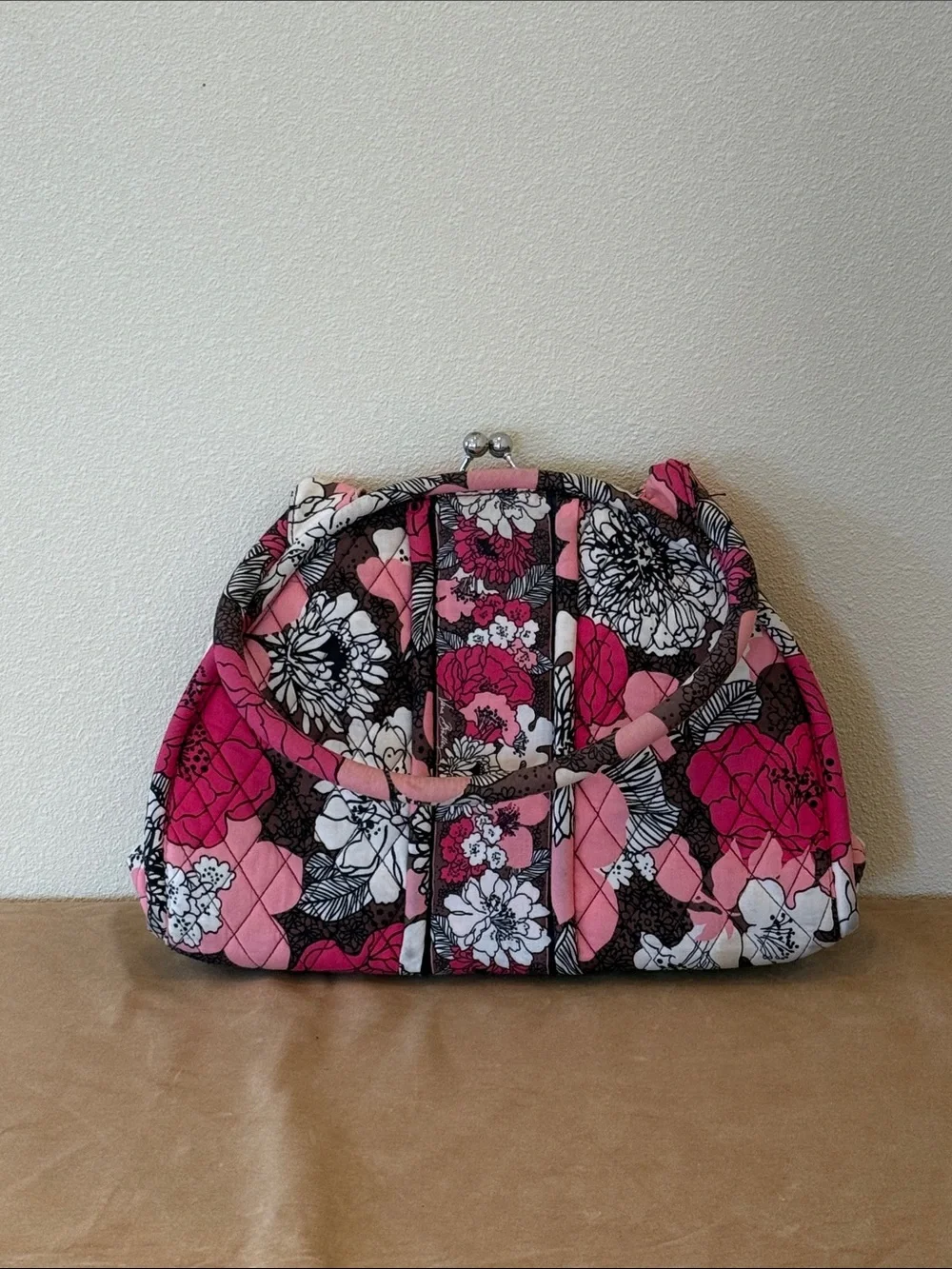 Vera Bradley Pink Floral Quilted Frame-Top Shoulder Bag